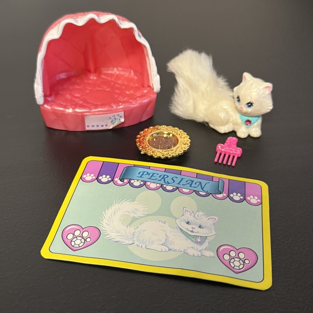 Vintage Kenner Littlest Pet Shop Sparkling Pets Fluffy Persian Kitty Set 1994